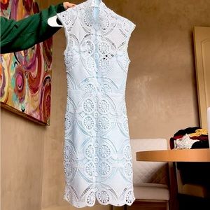 beautiful light blue lace bodycon dress